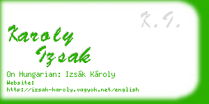 karoly izsak business card